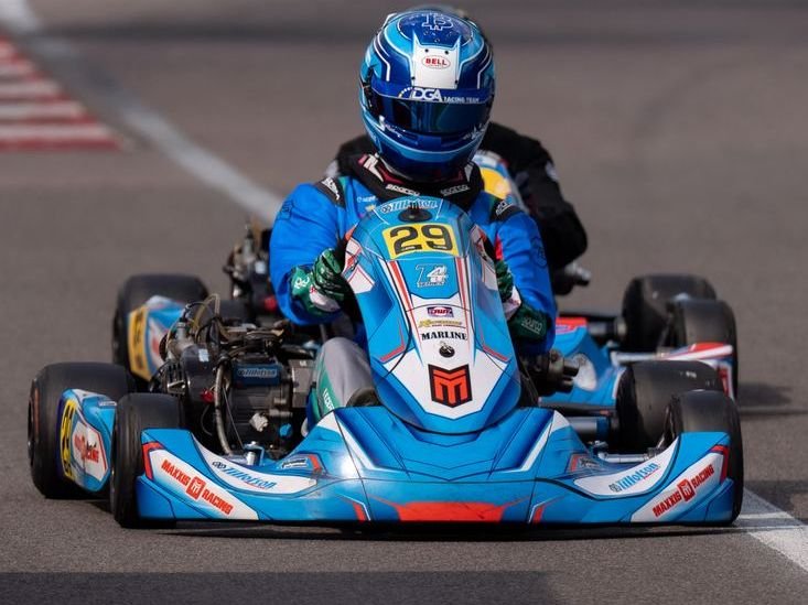 Il kart 29 visto di fronte, con il musetto